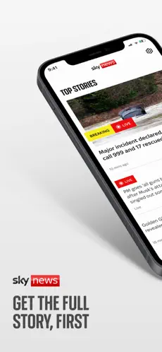 Sky News app top stories screen shown on an iPhone
